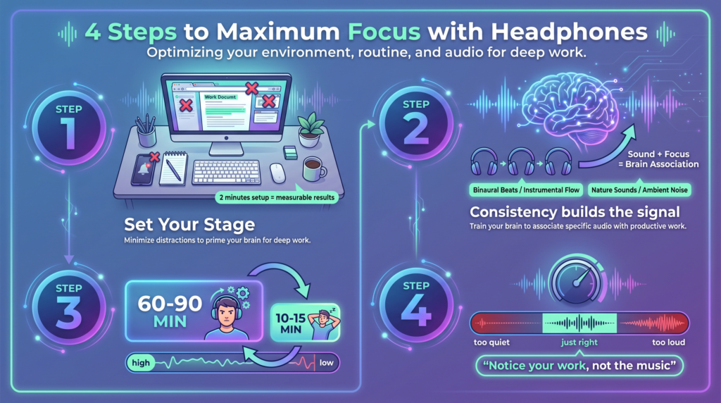 4 steps to maximum focus with Noise Cancelling Headphones