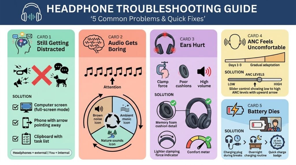 Noise Cancelling Headphones troubleshooting guide. 5 common problems & quick fixes