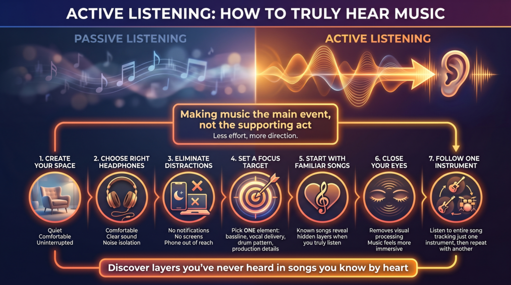 How to fully focus on music and to truly hear music?