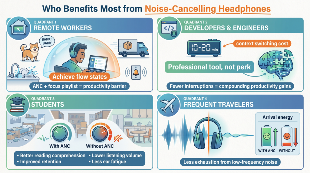 Who benefits most from Noise-Cancelling Headphones?