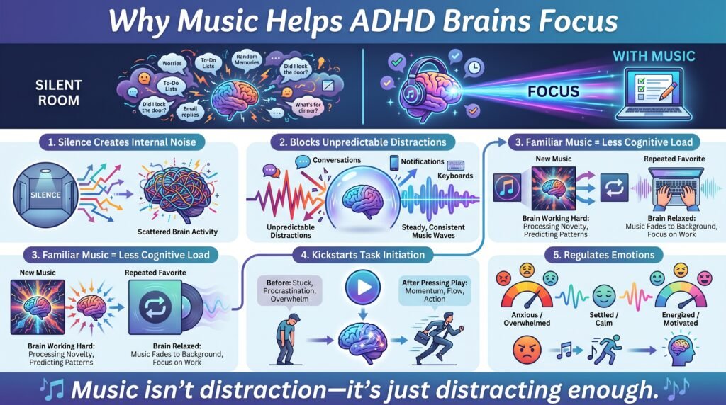 why do people with adhd like music so much? And why music helps ADHD brains focus