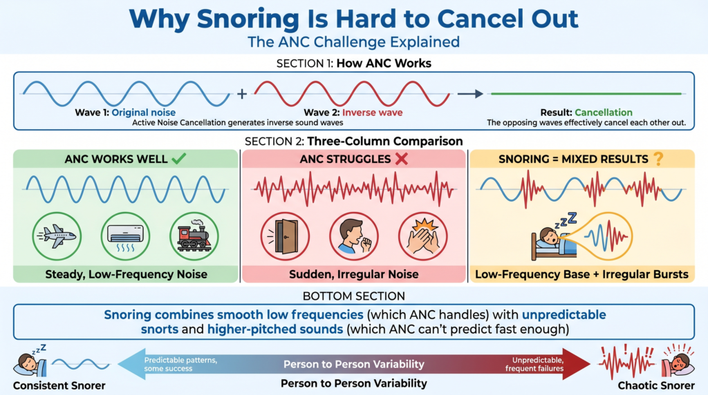 Why snoring is hard to cancel out. ANC challenge explained 