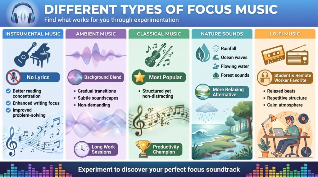 Different types of focus music