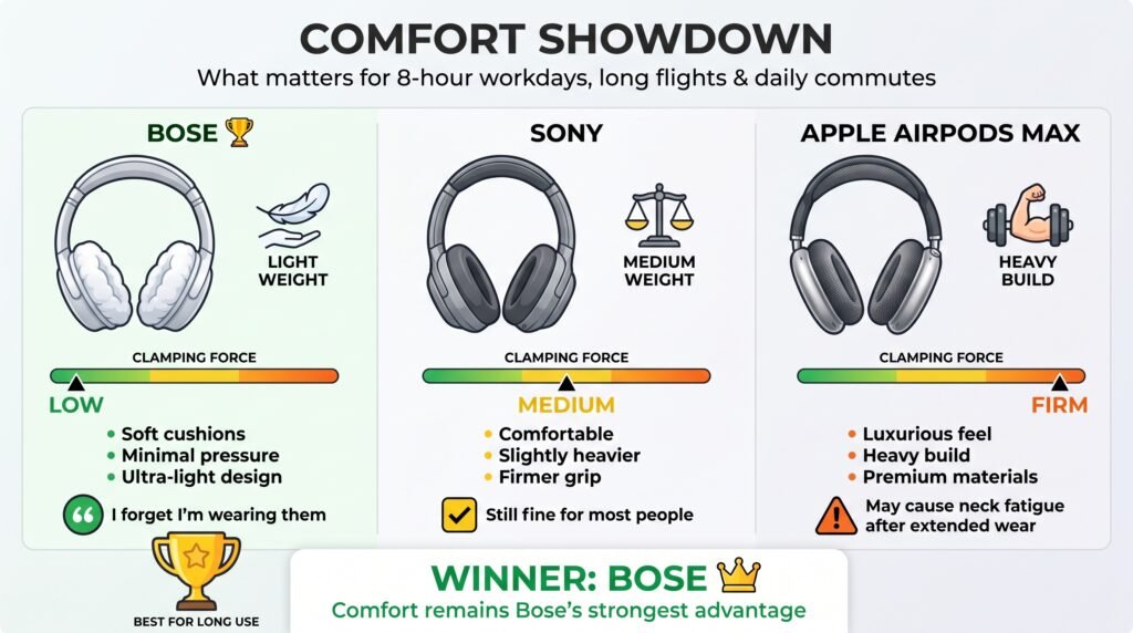 Comfort showdown Bose/Sony/ Apple Airpods max