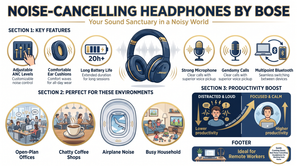 Noise-cancelling headphones by Bose