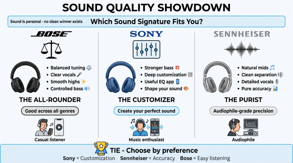 Sound quality showdown Bose/Sony/sennheiser